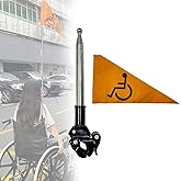 Wheelchair Handicap Safety Flag 4ft Folding High Visibility Orange Flag with Mounting Pole for Mobility Scooter, Power Wheelchairs, Rollators & Golf Carts