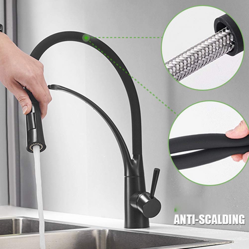 Grifo De Cocina Inicio Cobre Negro Mate Girando El Grifo De La Ducha