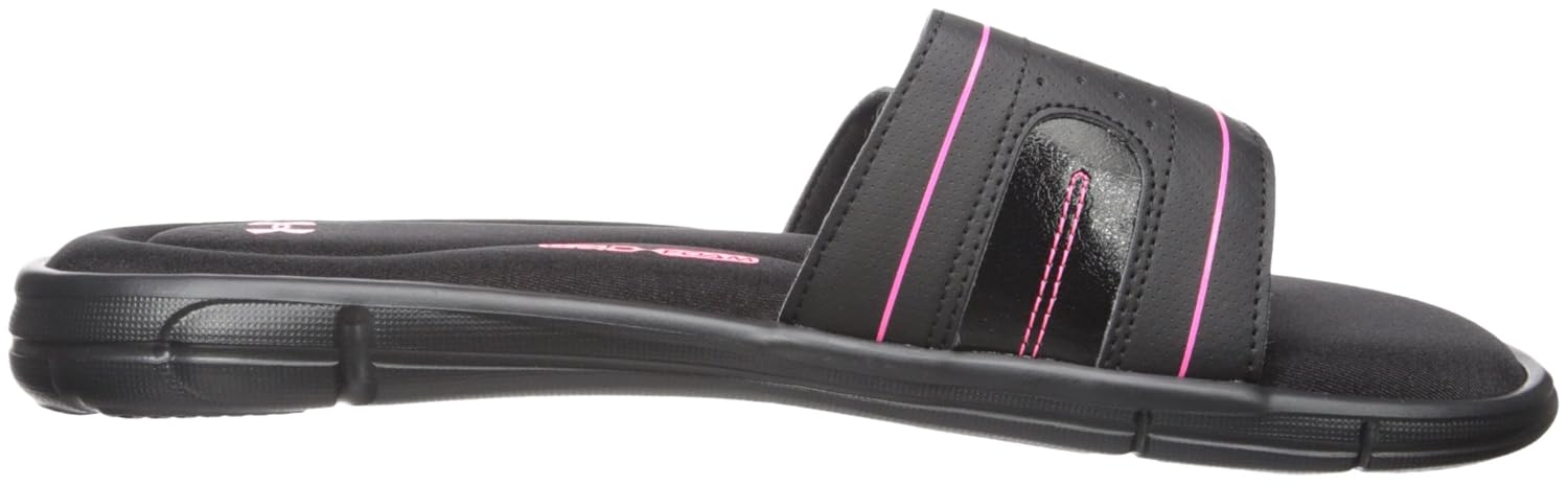 under armour women's ignite viii slide sandal black (001)/white 6 b(m) us