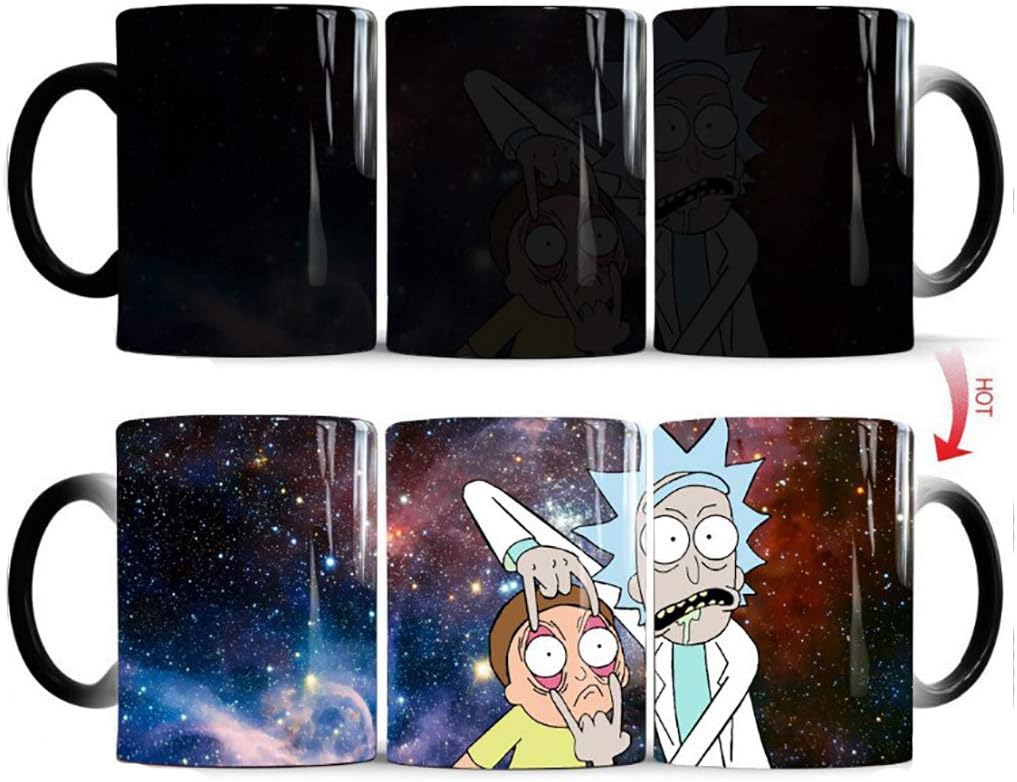 Heat Sensitive Color Changing Mug - 11oz Ceramic Coffee Cup Children's Gift Magic Cup(Morty-B)