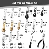 Haraqi Zip Repair Kit 105pcs - Universal Zipper Pull Replacement Set view 3