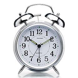 Peakeep 4 inches Twin Bell Loud Alarm Clock for