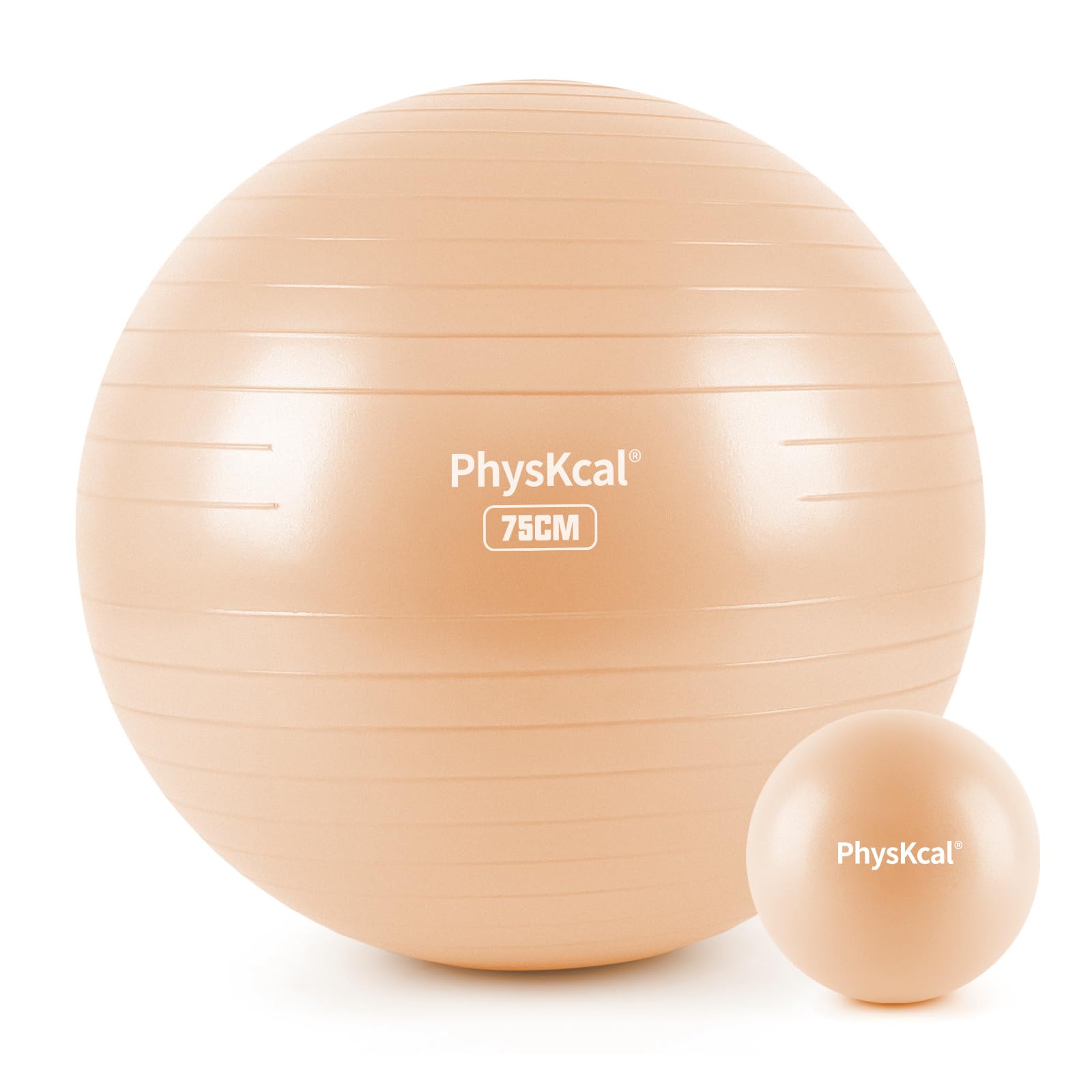 Photo 1 of PhysKcal Yoga Ball Pilates Set, 29’’ Exercise Ball for Workout, Physical Therapy, Birthing, Pregnancy- Swiss Ball for Stability & Blance, Office Ball Chair (Nude Beige, L (26-29''/68-75cm))