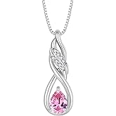 Aprila Women Infinity Necklace 925 Sterling Silver Twist Birthstone Pendant with Chain 5A Cubic Zirconia Jewelry for Her