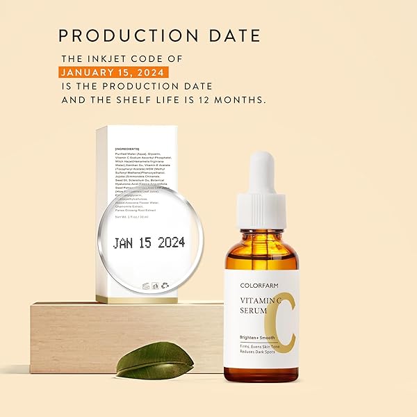 VITAMIN C FACE SERUM HYDRATING: COLORFARM SKIN TIGHTENING WITH VITAMIN E HYALURONIC ACID – ANTI-AGING FOR GLOW SKIN 1 FL OZ