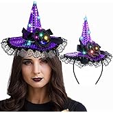 Firuilo Halloween Headband Light Up Witch Hat Headbands Cosplay Costume Party Holiday Accessories Dress Up Decorations