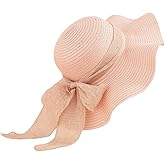 Women Floppy Sun Hat with Wide Brim, Foldable Roll-Up Straw Beach Hat Summer Hat for Travel
