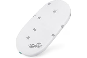 BILOBAN Bassinet Mattress Pad (17" x 29" x 0.8") Compatible with 4moms MamaRoo Sleep Bassinet, Waterproof Breathable Soft, Baby Foam with Removable Zippered Cover