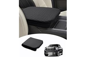 Shademax Custom Fit for Center Console Cover 2019-2024 2025 2026 GMC Sierra 1500/Chevy Silverado 1500 2500HD 3500HD Armrest Cushion Pad Cover PU Leather Sierra Silverado Accessories Anti-Scratch Black