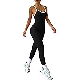 WDIRARA Women's Crisscross Sleeveless Bodycon Cami Jumpsuit Seamless Backless Workout Yoga Pants Rompers
