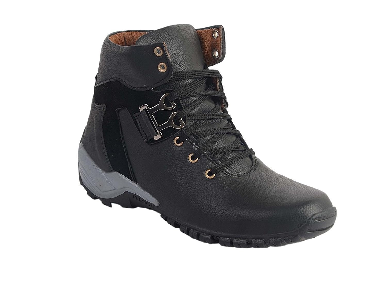 axonza men's black synthetic leather shoes