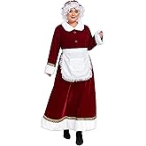 VAPICK Mrs. Claus Costume for Women Santa Costume Adult 5PCS Plus Size Deluxe Velvet Christmas Santa Dress Outfit