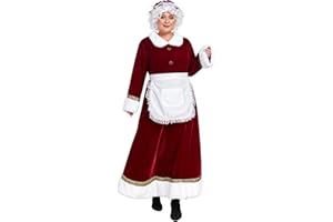 VAPICK Mrs. Claus Costume for Women Santa Costume Adult 5PCS Plus Size Deluxe Velvet Christmas Santa Dress Outfit