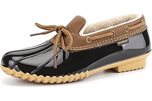 GAWBAW Flat Duck Shoes for Women - Slip On Waterproof Winter Ankle Rain Boots Short Garden Shoes