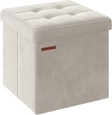 SONGMICS Storage Ottoman Foldable 110 cm Cream White with 131 L Storage