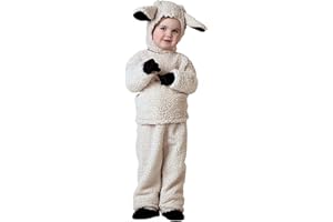 FEIBEL Kids Sheep Costume Fuzzy Little Lamb Halloween Christmas Outfit Long Sleeve Top + Pants + Hat + Gloves + Socks