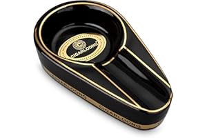 CIGARLOONG Cigar Ashtray Single Classic Ceramic Ashtray Use Outdoor or Indoors(Color:Black)