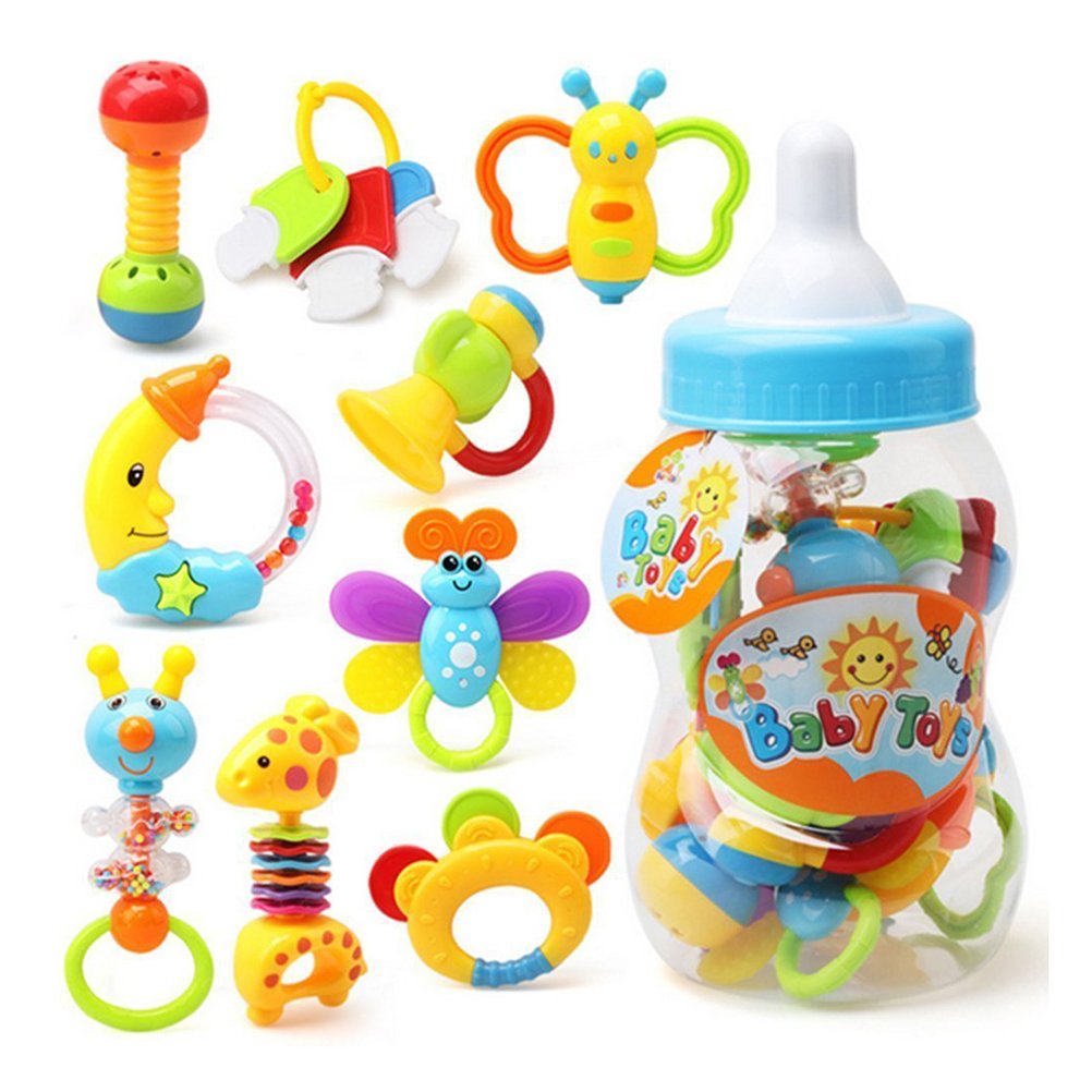 YeahiBaby Primer sonajero y mordedor juguete con mamadera gigante pcs bebé agarre