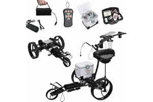 Super E Caddy The Pro Wireless Remote Control Electric Golf Cart, Built-in 6 Pack Cooler, Seat, USB Port and Holders, 12V Lithium Battery Lasts 27 Holes