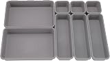 Addis 8pc Interlocking Drawer Organiser Trays Grey Storage Dividers view 8