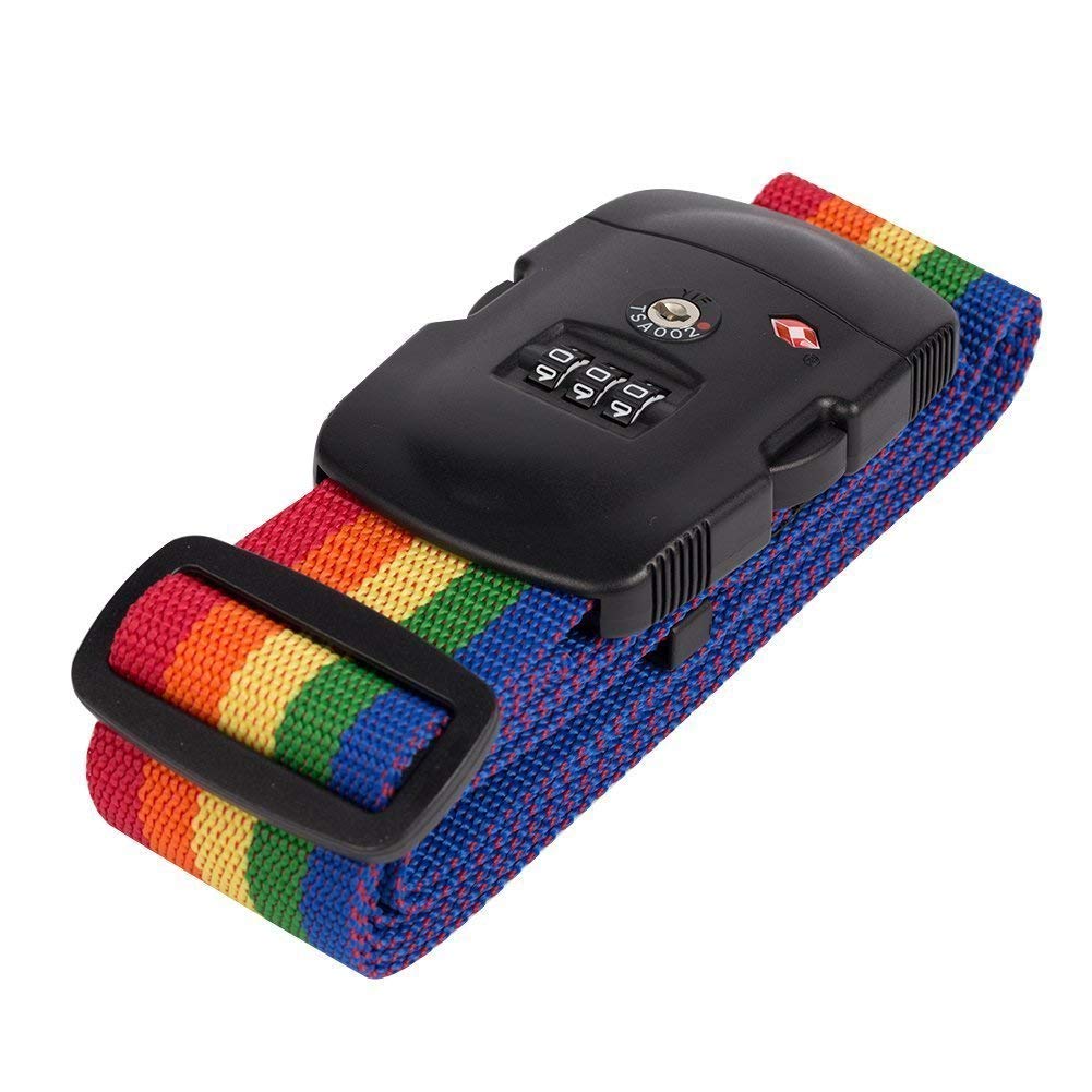 Gearmax® TSA Approved Luggage Strap Locks/Cable Lock TSA/Travel Lock (Rainbow)