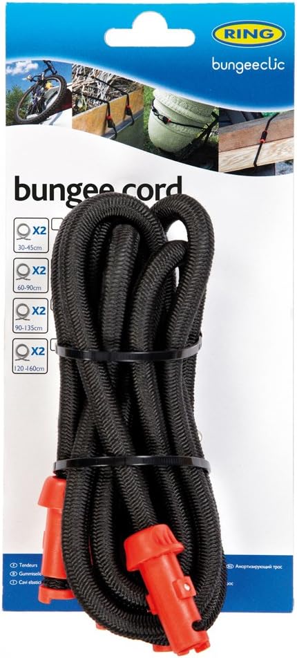 Ring RLS90 BungeeClic Cord Twin Pack, 90-135 cm, Black/Red, Set of 2, Black/ Red - Image 3