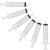 6 Pack – 5ml Plastic Syringe with Measurement, No Needle Suitable for Refilling and Measuring Liquids, Feeding Pets, Oil or G