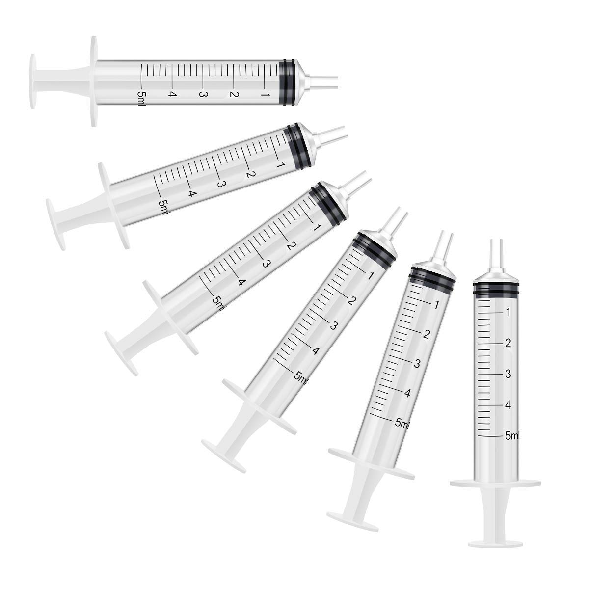 Photo 1 of 6 Pack – 5ml Plastic Syringe with Measurement, No Needle Suitable for Refilling and Measuring Liquids, Feeding Pets, Oil or Glue Applicator