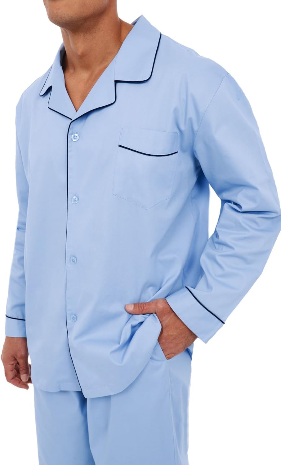 Alexander Del Rossa Men's Lightweight Button Down Pajama Set, Long Cotton Pjs at  Men’s Clothing store