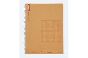 Maruman Spiral Note Basic Grid Notebook- A4, 11.69" x 8.98", 80 Sheets / 160 Pages, 5mm Graph Paper Journal, Perforated Pages & Wire-Bound to Lay Flat, Sturdy Kraft Cover, Made in Japan