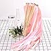 Whaline 30 Pack Ribbon Sticks Chromatic Silk Ribbon with Bells Fairy Stick Wish Wands for Wedding and Valentines Party (Pink)