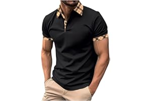 Muscularfit Polo Shirts for Men 2024 Trendy Short Sleeve Solid Golf Shirt Summer Causal Collar Henley Tshirt Loose Pullover