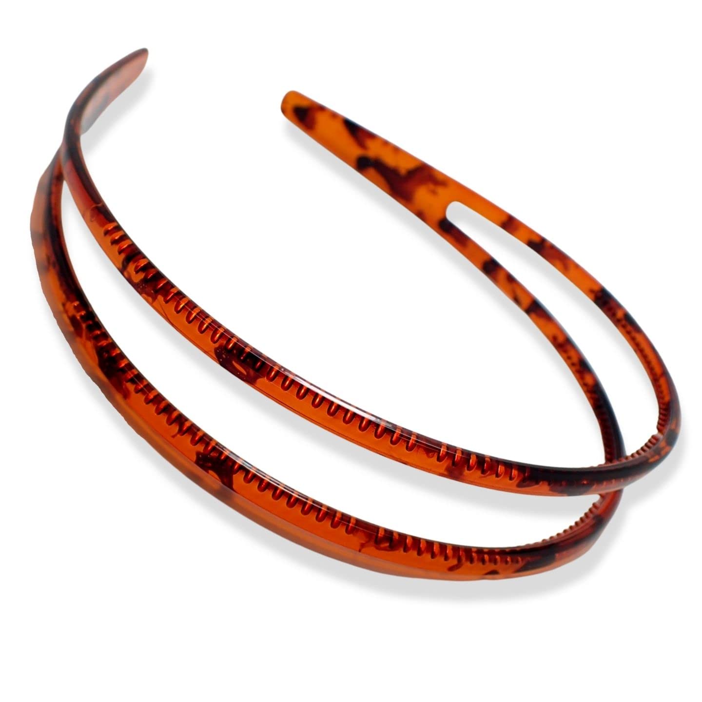 Topkids Accessories Plastic Double Triple Row Alice Bands Headbands Hair Bands Black Tortoise Brown Clear Hairbands Women Thin Teeth Comb Girls Fashion Head Bands (Tort Brown Double)