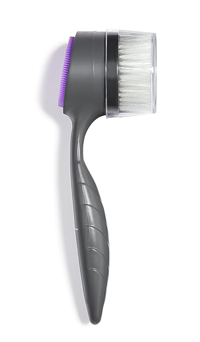 THE PERFECT FACE BRUSH - Patented Dual-Sided Exfoliating, Cleansing, and Massaging Facial Brush - All Skin Types - Soft Exfoliating Bristles and Silicone Cleansing and Massaging Pad, Ergonomic Handle