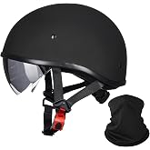 ILM Motorcycle Half Helmet with Sunshield Quick Release Strap Half Face Fit for Cruiser Scooter DOT Approved
