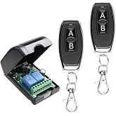DC 12V 24V 36V 48V Wide Voltage RF Wireless Remote Light Switch 2 Channel 433Mhz Wireless Receiver with Transmitter, 12-48V Momentary 10A Relay Switch for Widely Used Home Smart