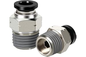 HOFUJNG Pneumatic Male Straight 1/4 Inch Tube OD x 1/4" NPT Push to Connect Fittings Mode PC1/4xN02(Pack of 2)