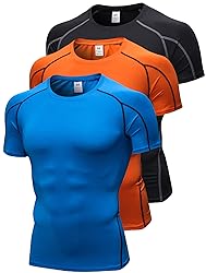 3 Pack Men's Compression Shirts Short Sleeve