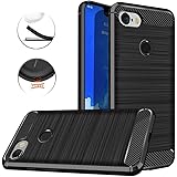 Google Pixel 3 XL Case, Dretal Carbon Fiber Shock Resistant Brushed Texture Soft TPU Phone case Anti-Fingerprint Flexible Full-Body Protective Cover for Google Pixel 3XL (Black)