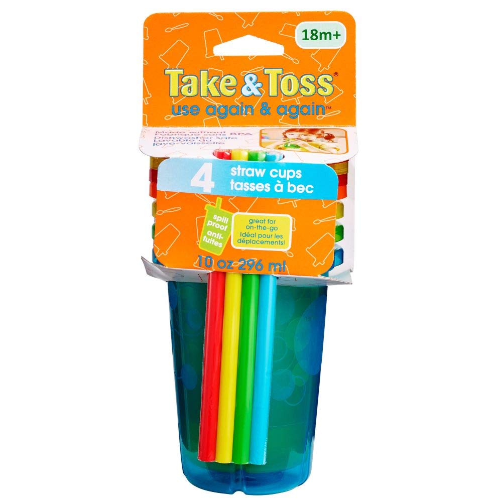 The First Years Take & Toss Spill Proof Straw Cups, 10 Ounce, Pack of 4 : Sippy Cups : Baby