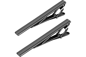 Roctee 2pcs Black Tie Bar Clip 2.4 Inch, Men’s Tie Tacks Pins Tie Clips Necktie Bar Pinch Clip Set for Regular Normal Size Ties for Men Tie Set Accessories Jewelry Fashion Designs