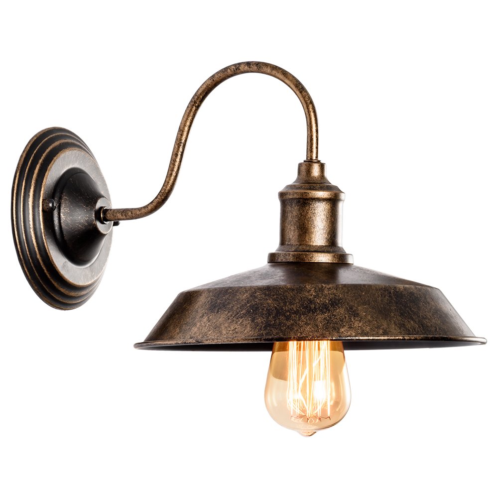 GLADFRESIT Vintage Wall Light, Industrial Lighting Socket Rustic Sconces Wire Metal Wall Lamp Indoor Home Retro Lights Fixture (Single Lamp-Base Painted with Oil Rubbed Bronze)