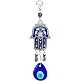 Blue Evil Eye Hanging Decoration Nazar Amulet Wall Hanging Home Protection and Blessing Decor (Hamsa)