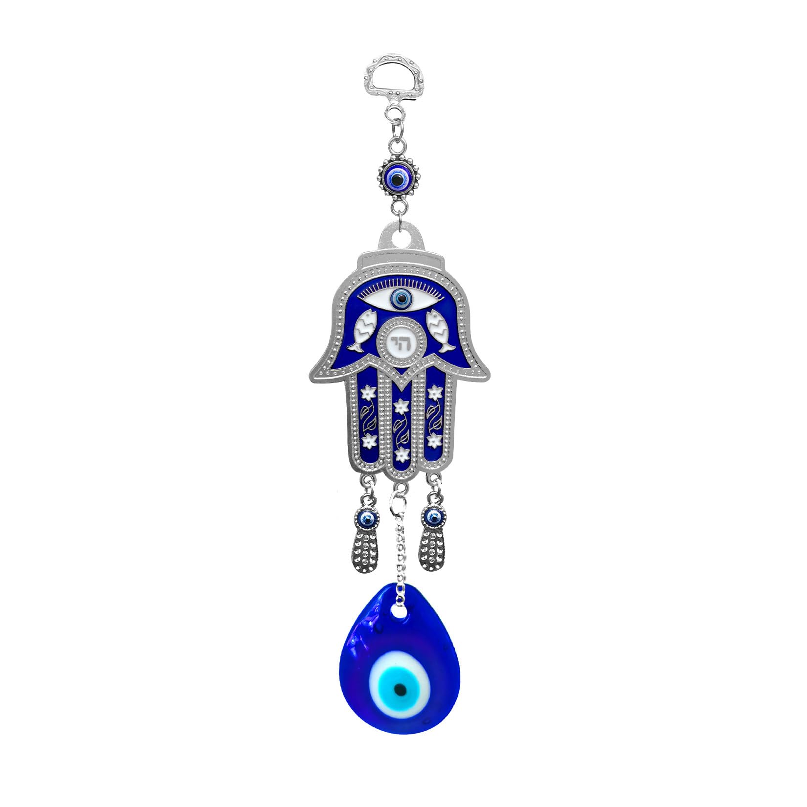 Turkish Blue Evil Eye Hamsa Hand Wall Hanging Decoration Ornament (Blue 02)