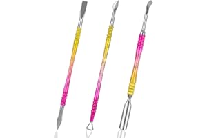 BQAN 3PCS Nail Cuticle Pusher, Stainless Steel Dual Head Cuticle Pusher Set, Gel Nail Polish Peeler Scraper Trimmer Remover kit, Manicure and Pedicure Cleaner Tool (Pink)