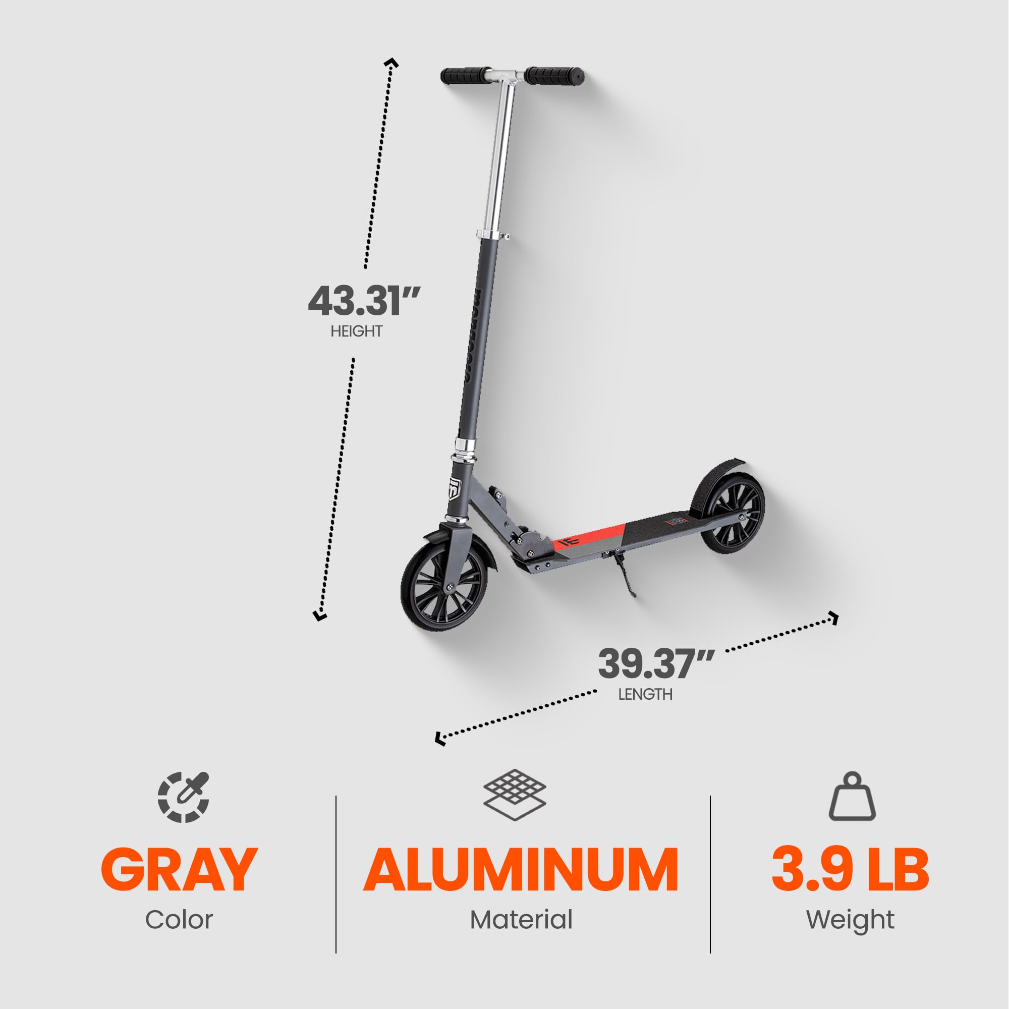 Mongoose Trace Kick Scooter for Youth Adult Boys and Girls, Quick-Release, Lightweight & Easy Folding Scooter, Bike Style Grips, Supports 176 lb Up to 220 lbs