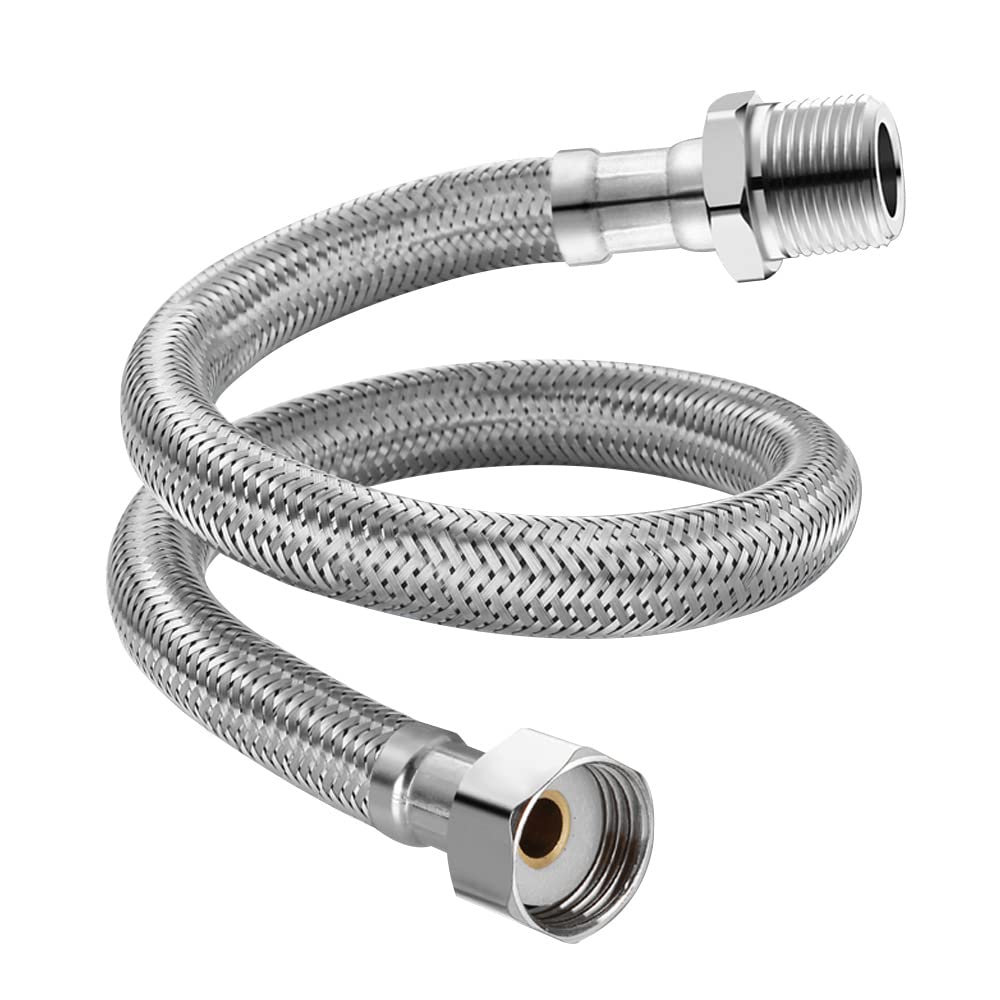 GEOATON Flexible Tap Hose Length Hose for Tap or Shower in Stainless Steel | Flexi Hose Pipe for Kitchen tap, Shower Hose, Bathroom tap hose (60cm)