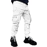 BOOMLEMON Men's Cargo Jogger Pants Reflective Technical Hip Hop Harem Pants Punk Streetwear Tactical Track Pants