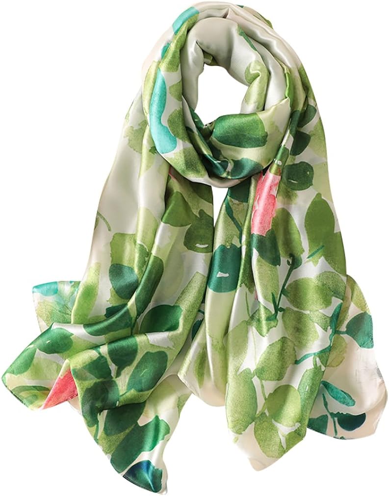 DOCILA Silky Scarf, Lively Green Shawls and Wraps for Summer Evening