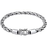 kuzzoi 925 Sterling Silver Round Byzantine Bracelet for Men, Length 7,48 inch - 9,05 inch, Width 0,24 inch, 0.85 oz